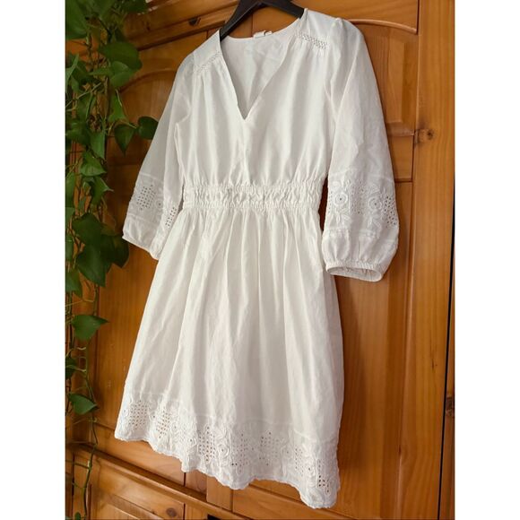 GAP White Boho Eyelet Embroidered Cotton Dress – Small - Picture 3 of 13
